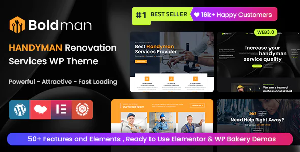 Boldman - Handyman Renovation Services WordPress Theme + RTL