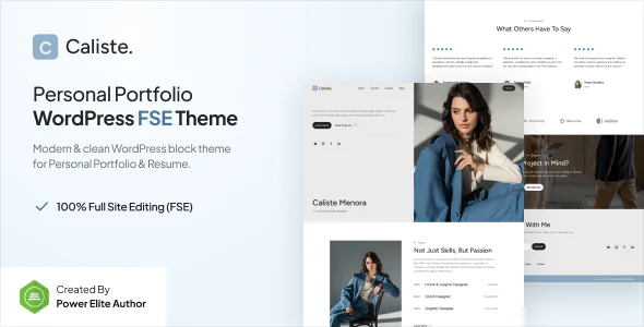 Caliste Personal Portfolio CV & Resume Gutenverse FSE WordPress Block Theme