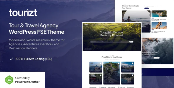 Tourizt Tour & Travel Agency Gutenverse FSE WordPress Block Theme
